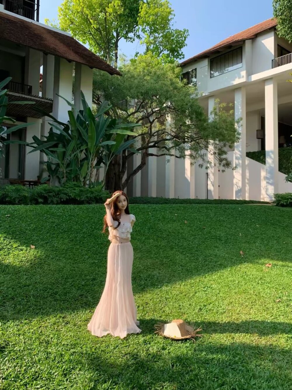 Baby Pink Silk Lace Two-Piece Set XS - Crop Top & Maxi Skirt